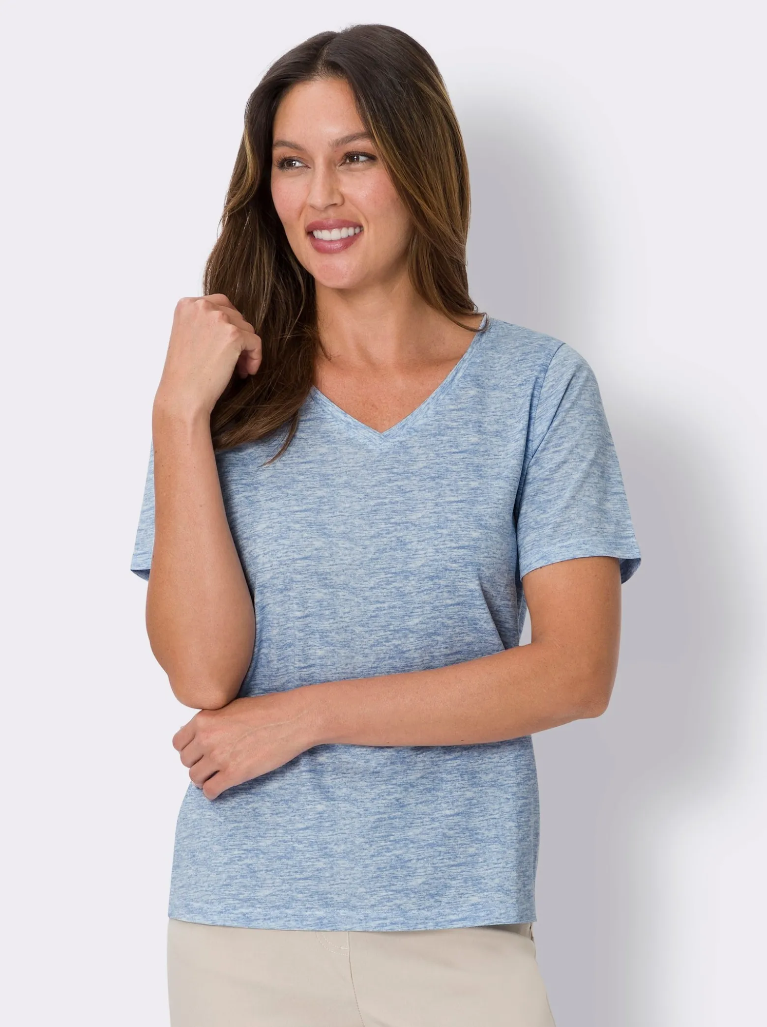 Kurzarmshirt in Melange-Optik