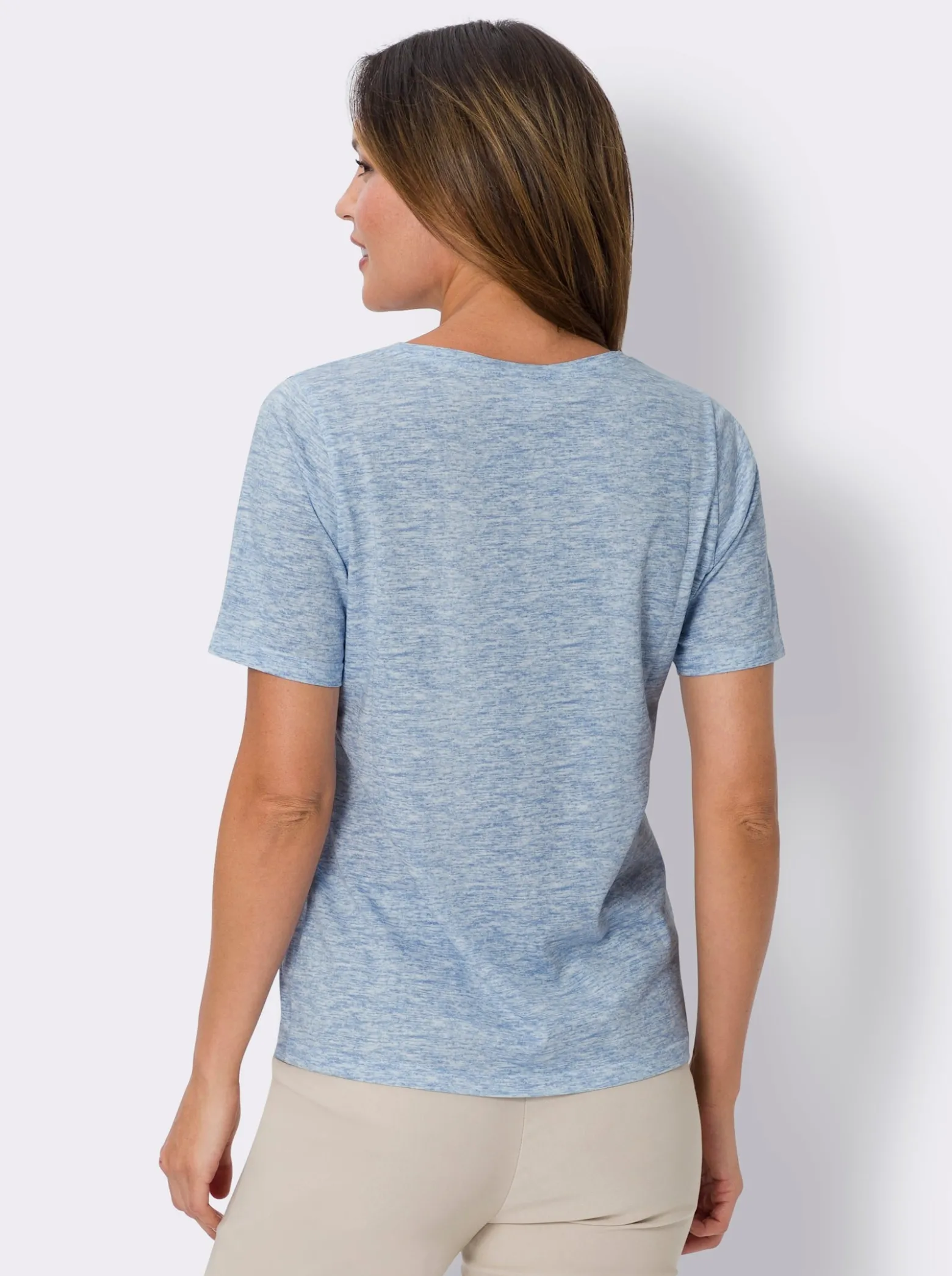Kurzarmshirt in Melange-Optik