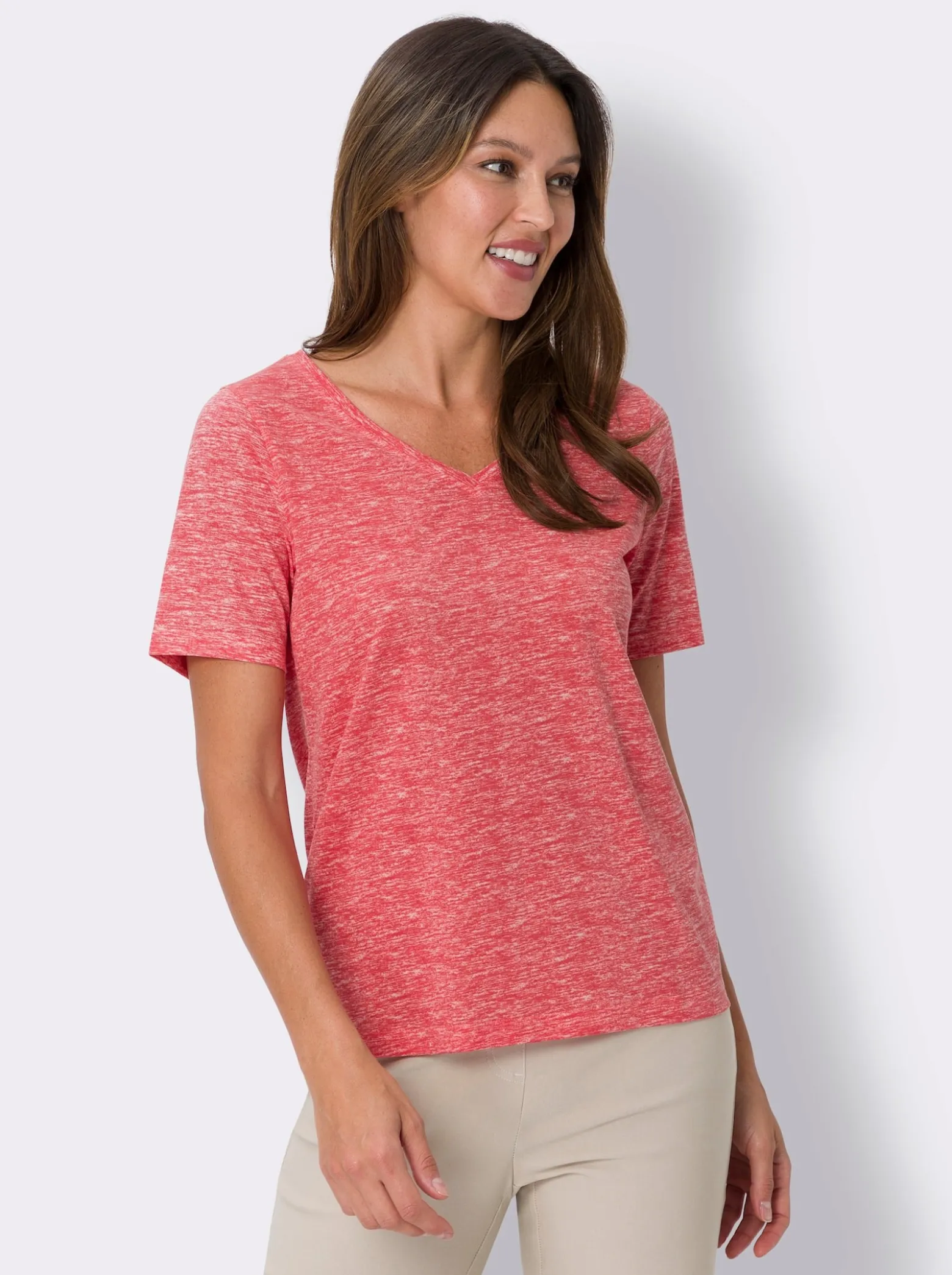 Kurzarmshirt in Melange-Optik