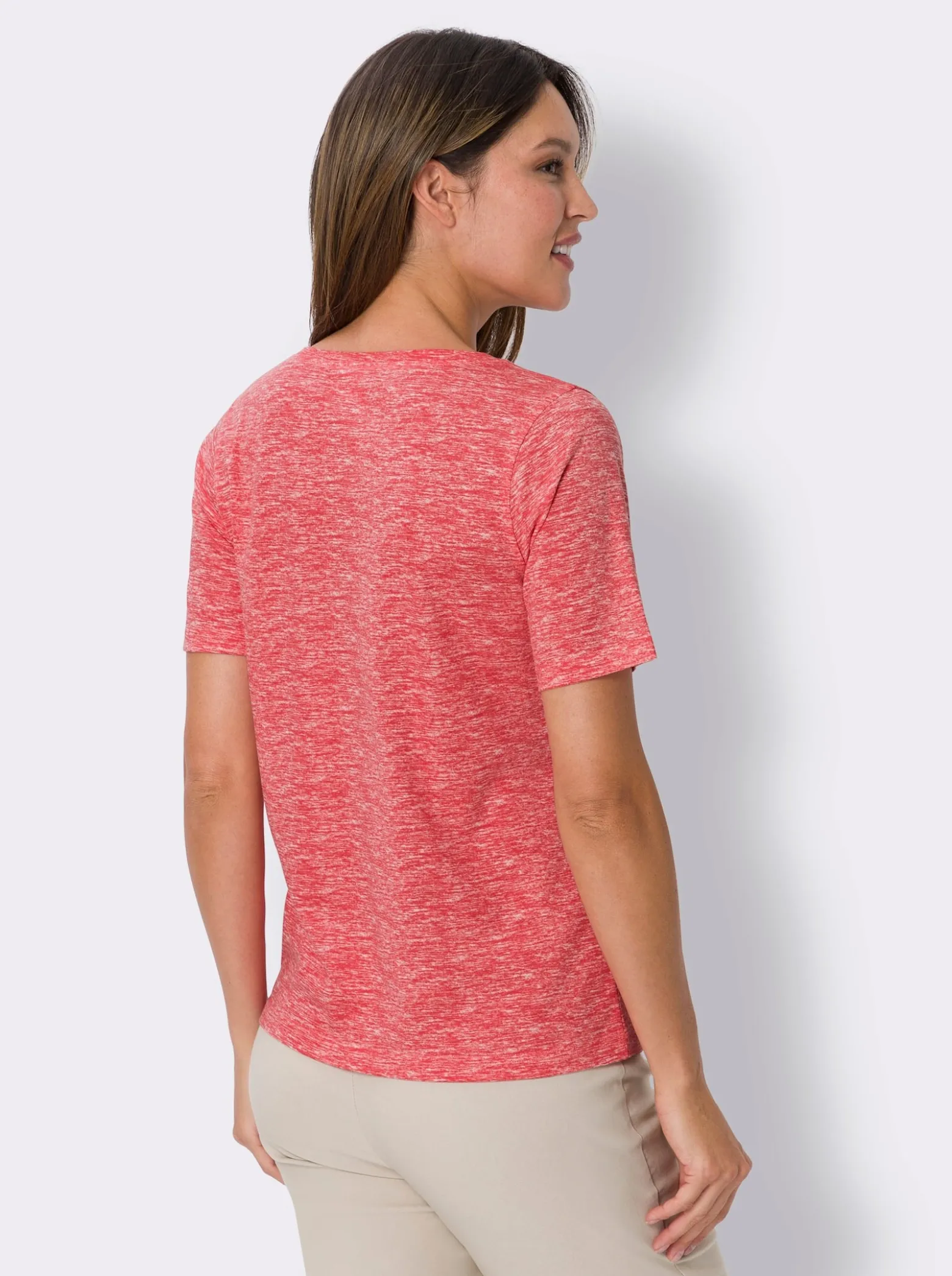 Kurzarmshirt in Melange-Optik