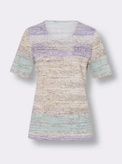 Kurzarmshirt in Melange-Optik