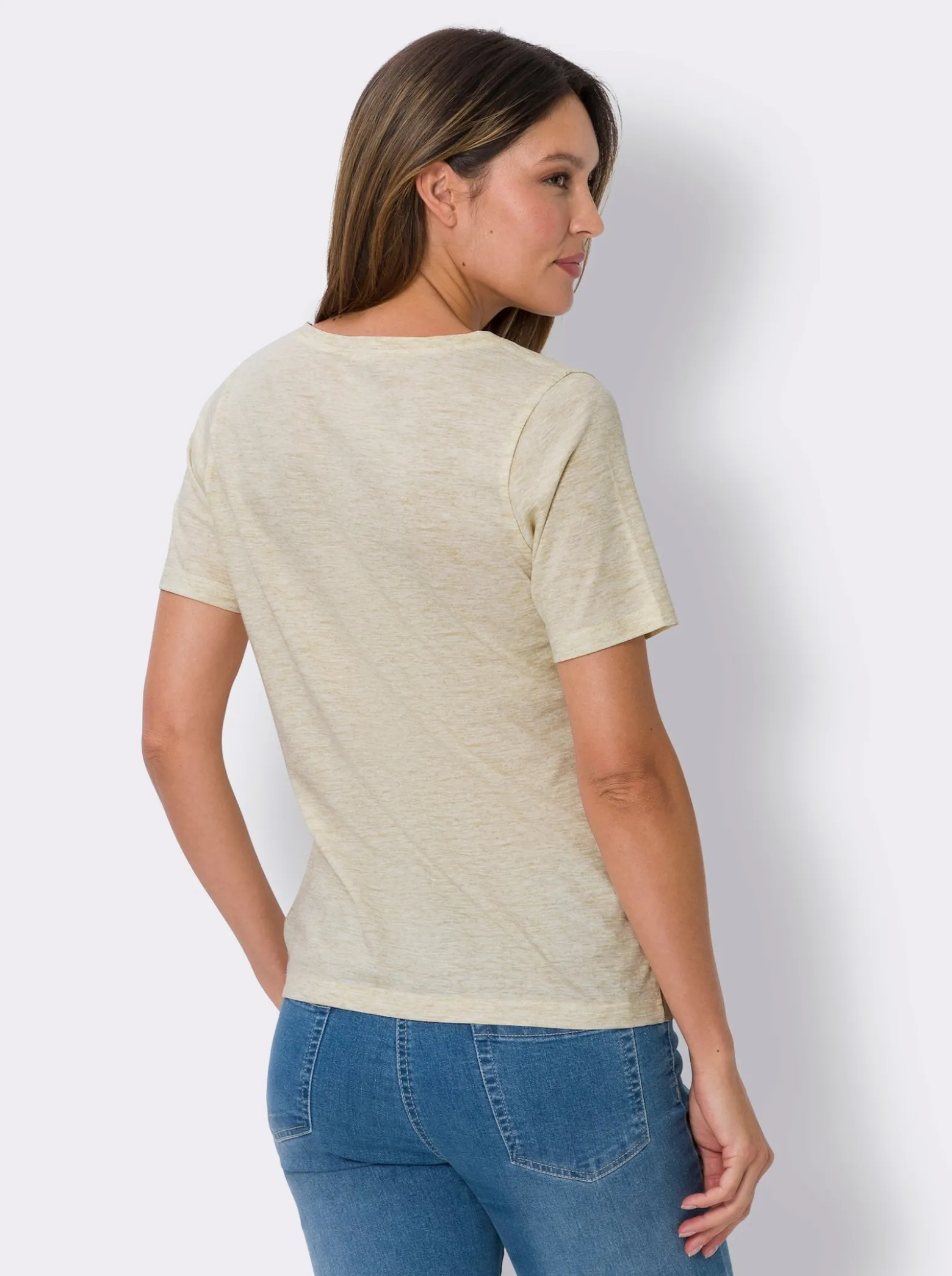 Kurzarmshirt in Melange-Optik