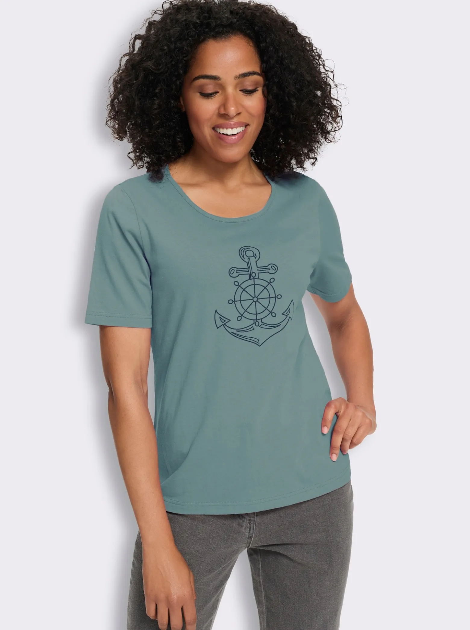 Kurzarmshirt mit Anker-Motiv