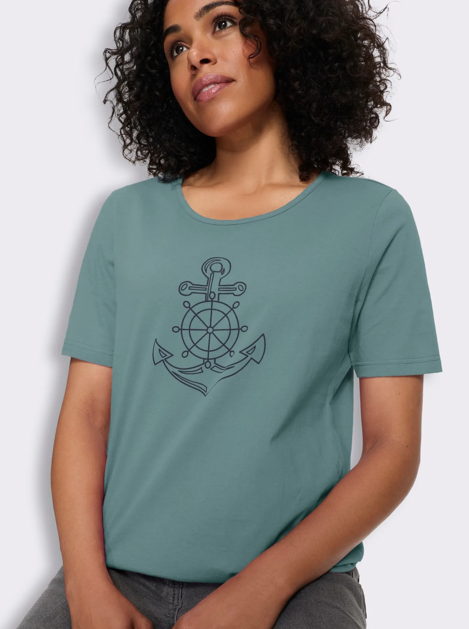Kurzarmshirt mit Anker-Motiv