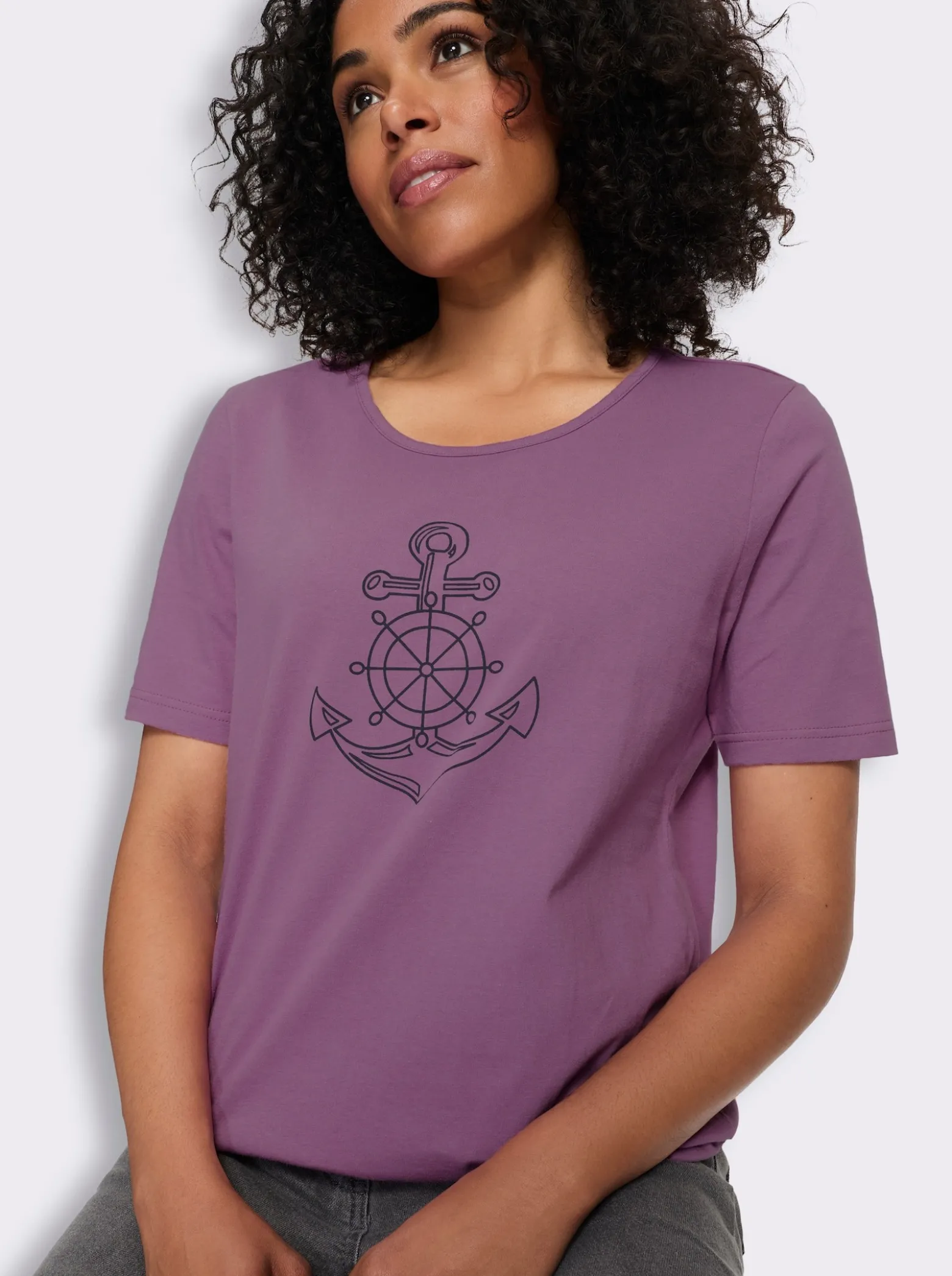 Kurzarmshirt mit Anker-Motiv