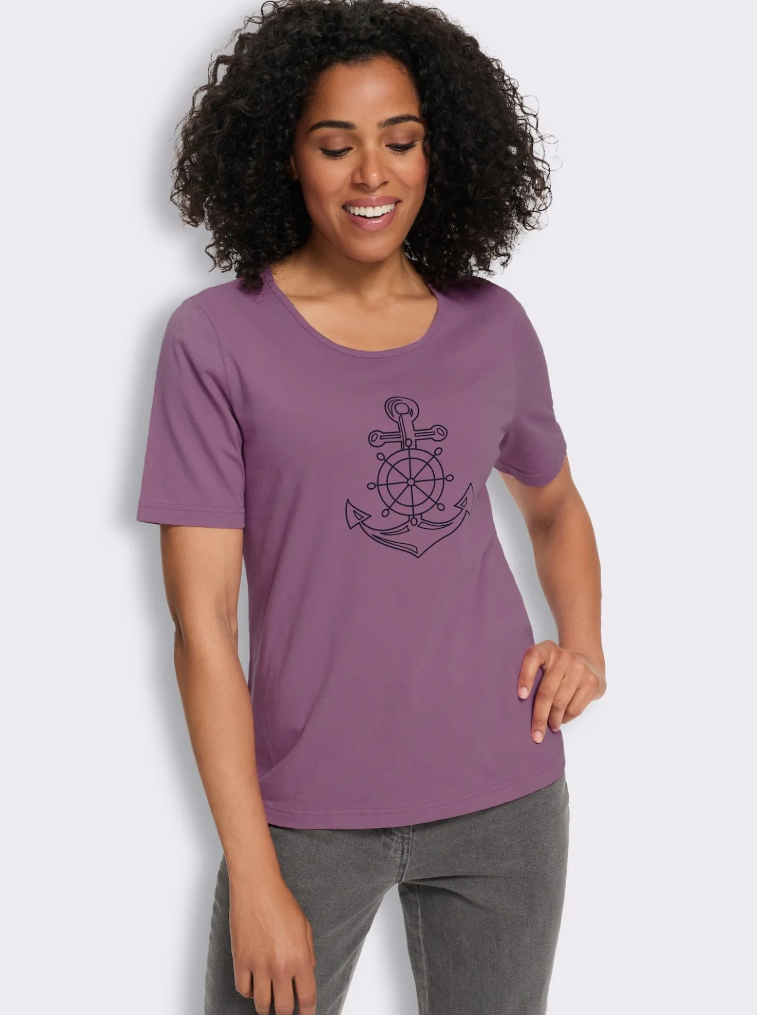 Kurzarmshirt mit Anker-Motiv