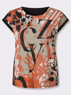 Kurzarmshirt mit bedrucktem Vorderteil