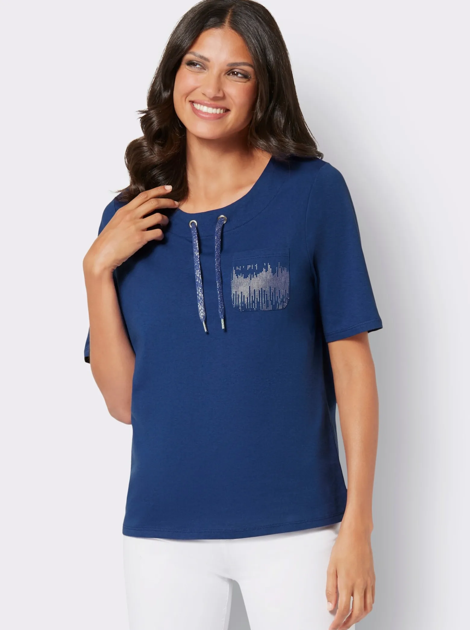 Kurzarmshirt mit Bindeband