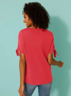 Kurzarmshirt mit Bindeband am Ärmel