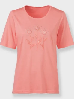 Kurzarmshirt mit Blümchenstickerei