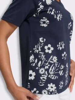 Kurzarmshirt mit Blüten-Druck
