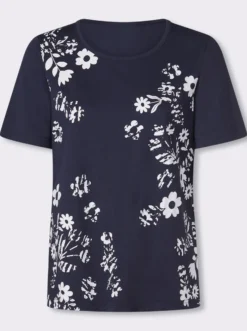 Kurzarmshirt mit Blüten-Druck