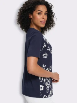 Kurzarmshirt mit Blüten-Druck