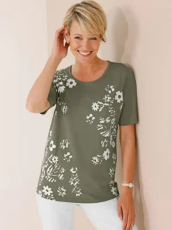 Kurzarmshirt mit Blüten-Druck
