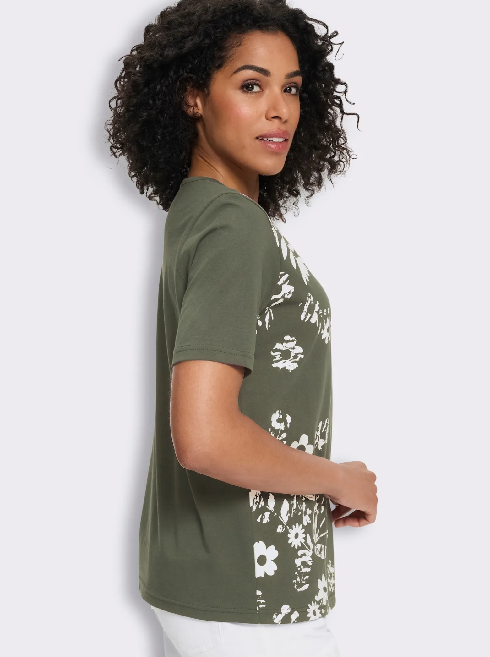 Kurzarmshirt mit Blüten-Druck