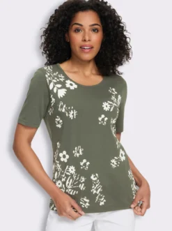 Kurzarmshirt mit Blüten-Druck