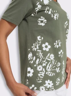 Kurzarmshirt mit Blüten-Druck