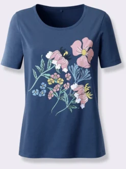 Kurzarmshirt mit Blüten-Druck