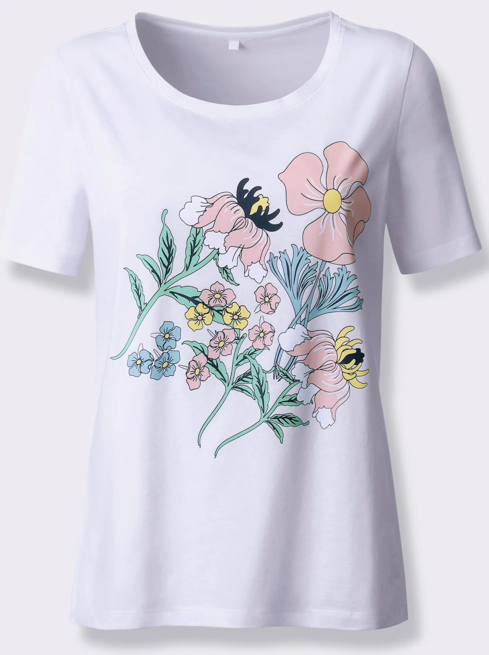 Kurzarmshirt mit Blüten-Druck