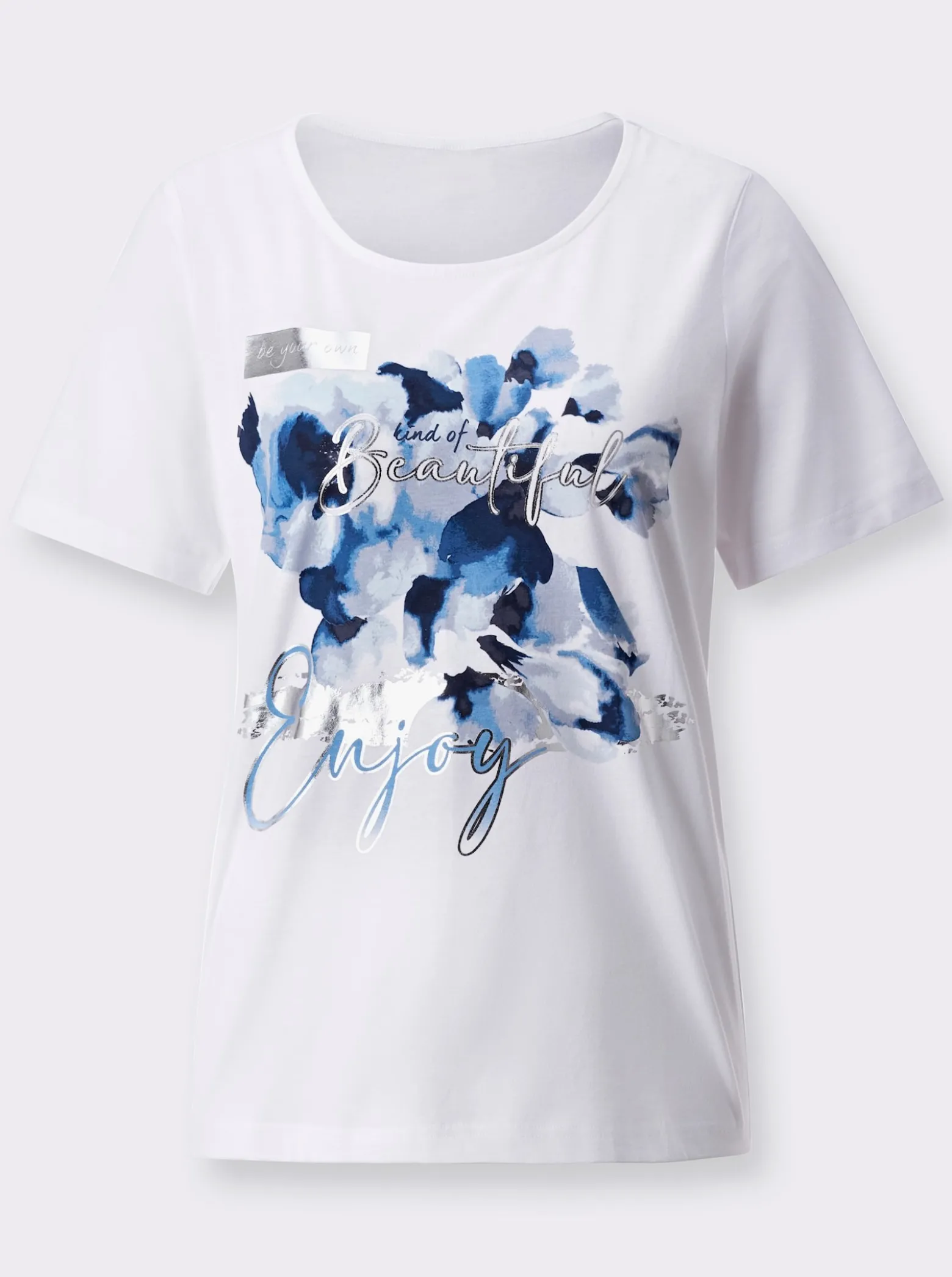 Kurzarmshirt mit Blüten-Motiv