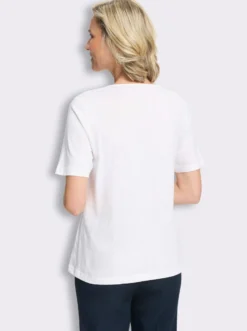 Kurzarmshirt mit Blüten-Stickerei