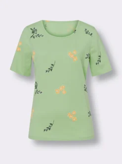 Kurzarmshirt mit Blüten- und Blätter-Print