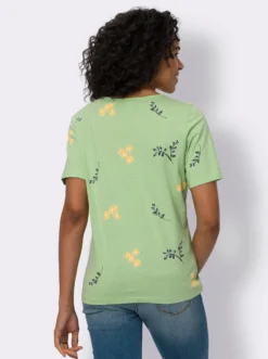 Kurzarmshirt mit Blüten- und Blätter-Print