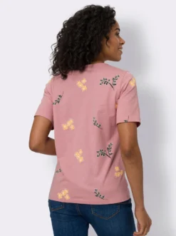 Kurzarmshirt mit Blüten- und Blätter-Print
