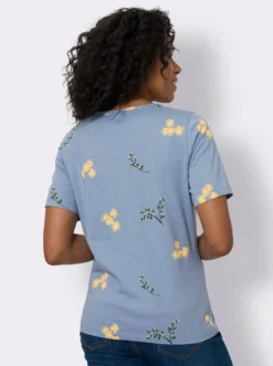 Kurzarmshirt mit Blüten- und Blätter-Print
