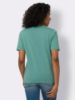 Kurzarmshirt mit Blumen-Federn-Druck