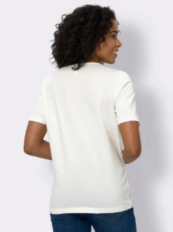 Kurzarmshirt mit Blumen-Federn-Druck