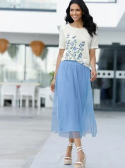 Kurzarmshirt mit Blumenmotiv