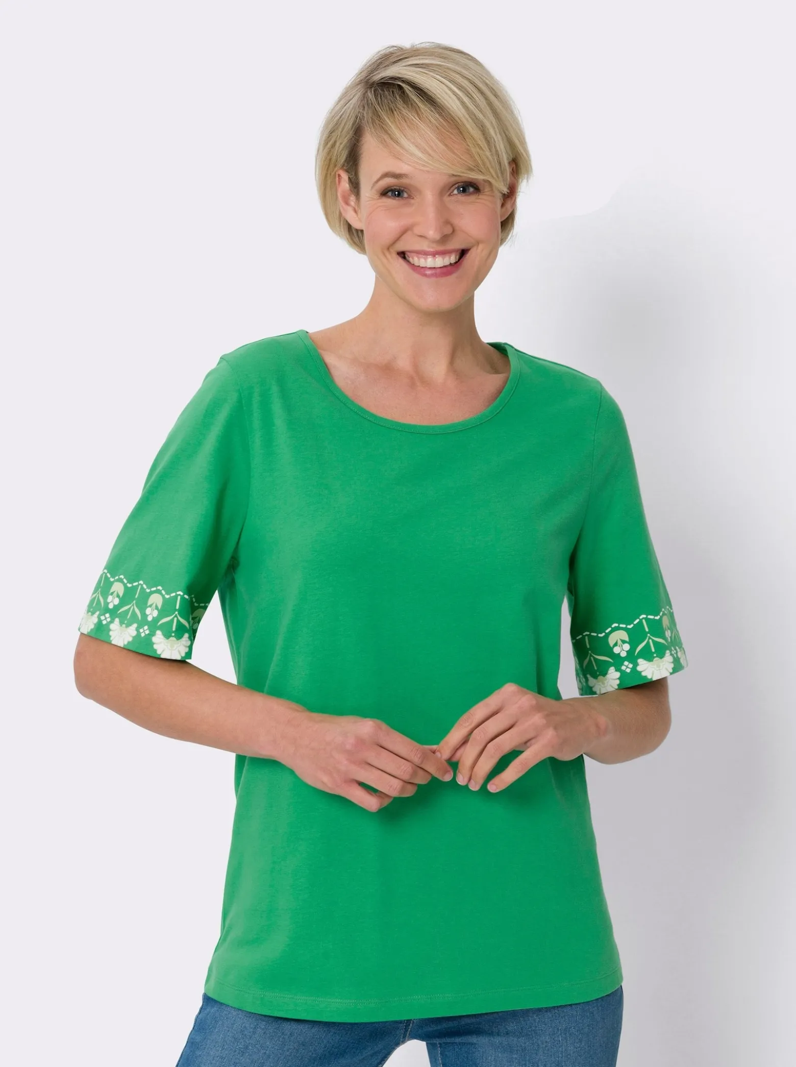 Kurzarmshirt mit Bordüren-Druck