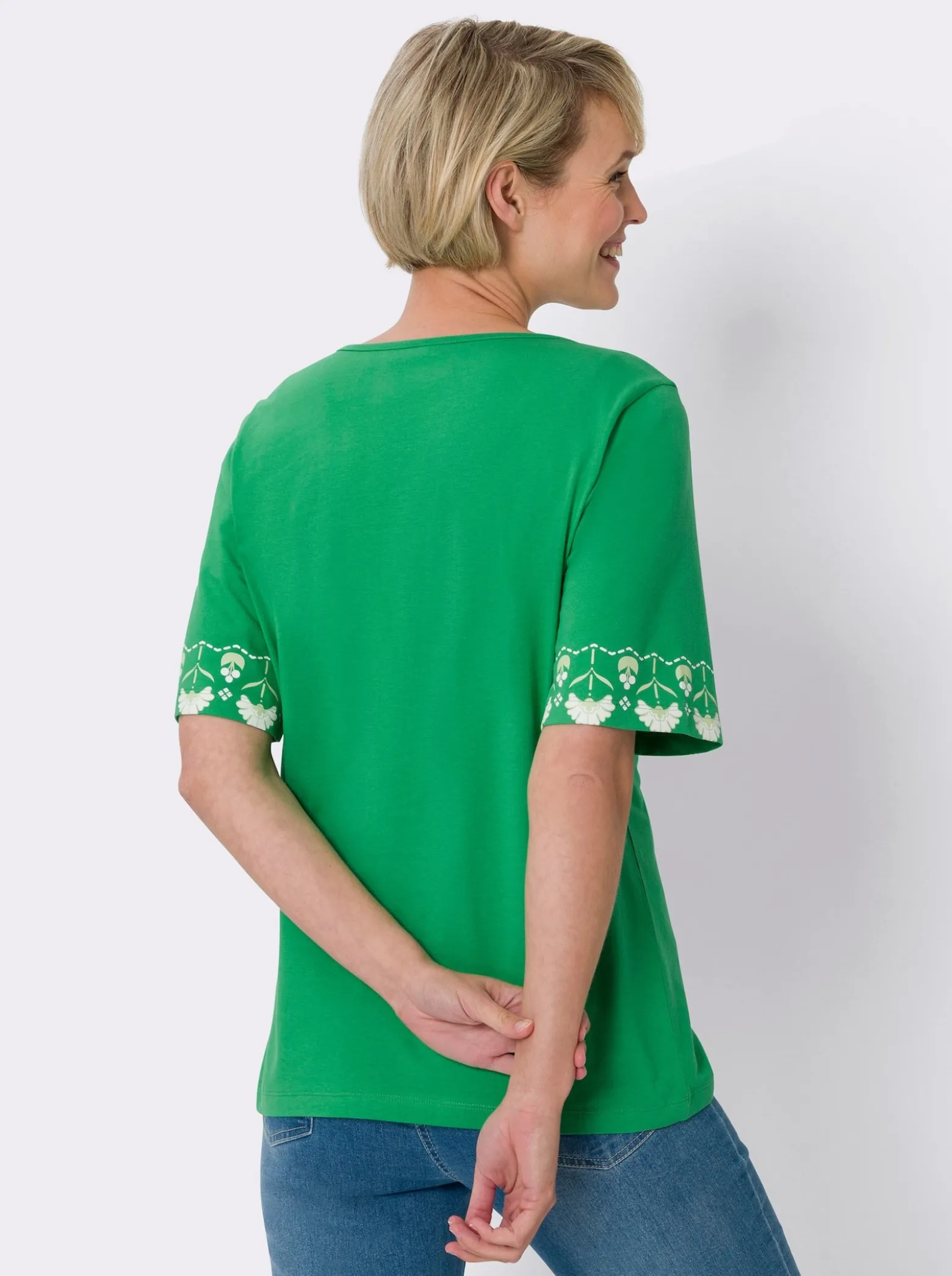 Kurzarmshirt mit Bordüren-Druck