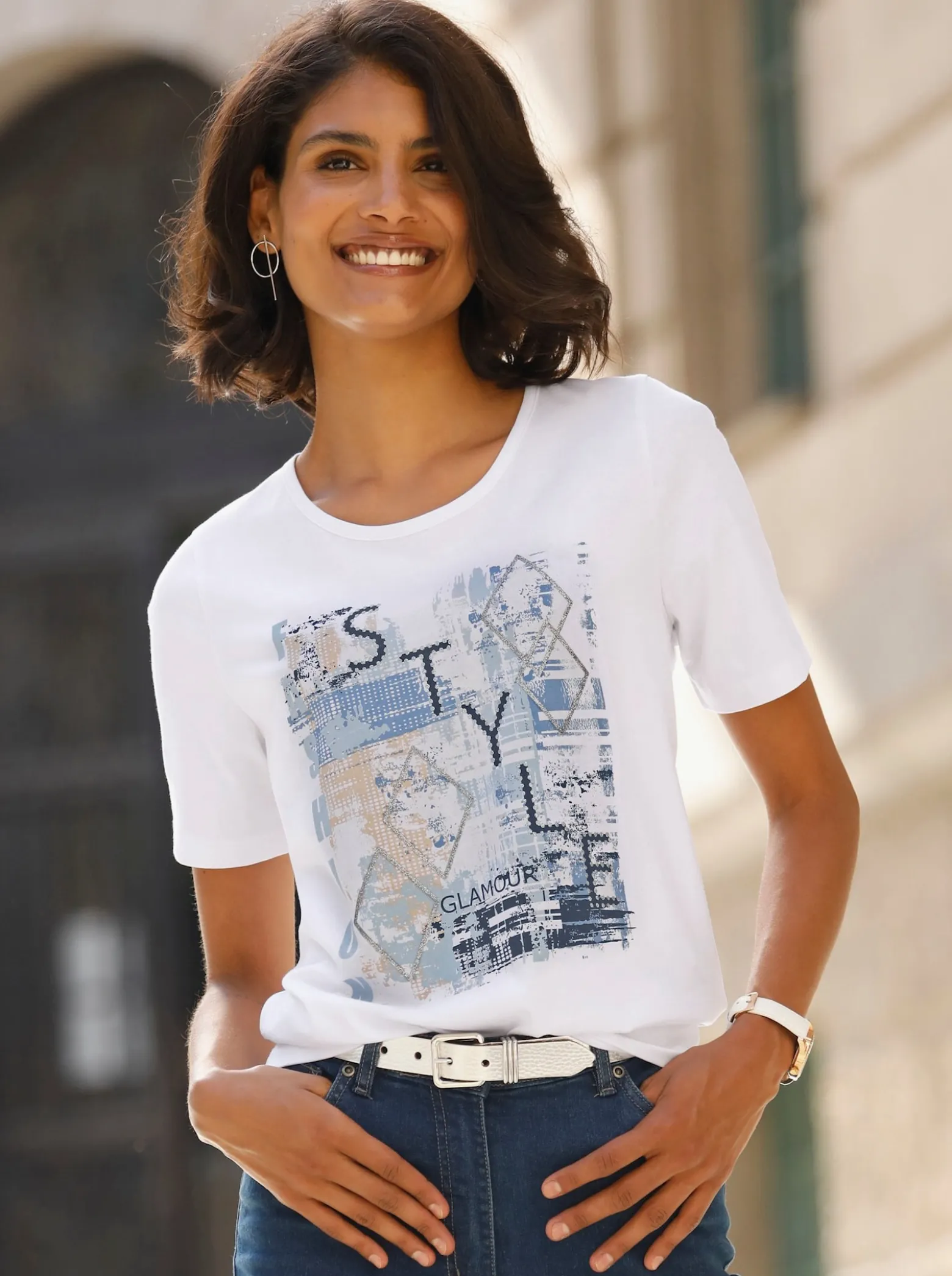 Kurzarmshirt mit Buchstaben-Druck