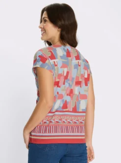 Kurzarmshirt mit buntem Bordüren-Druck