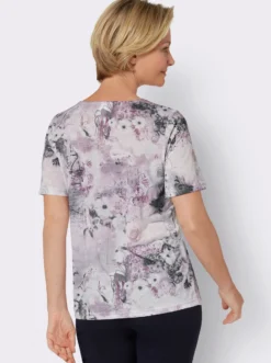 Kurzarmshirt mit einfarbiger Blende
