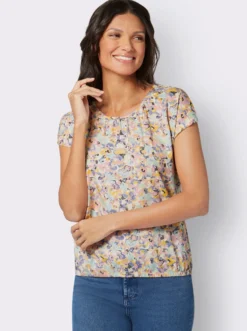 Kurzarmshirt mit elastischem Saum