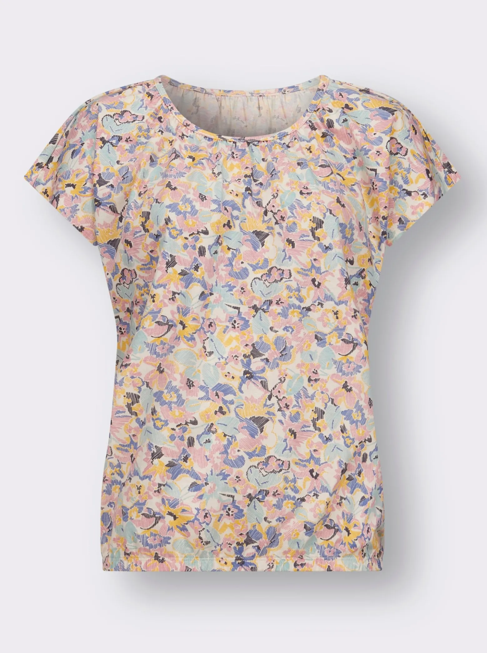 Kurzarmshirt mit elastischem Saum