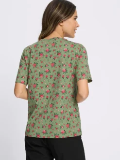 Kurzarmshirt mit Falten am Ausschnitt
