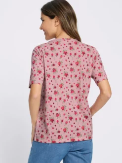 Kurzarmshirt mit Falten am Ausschnitt