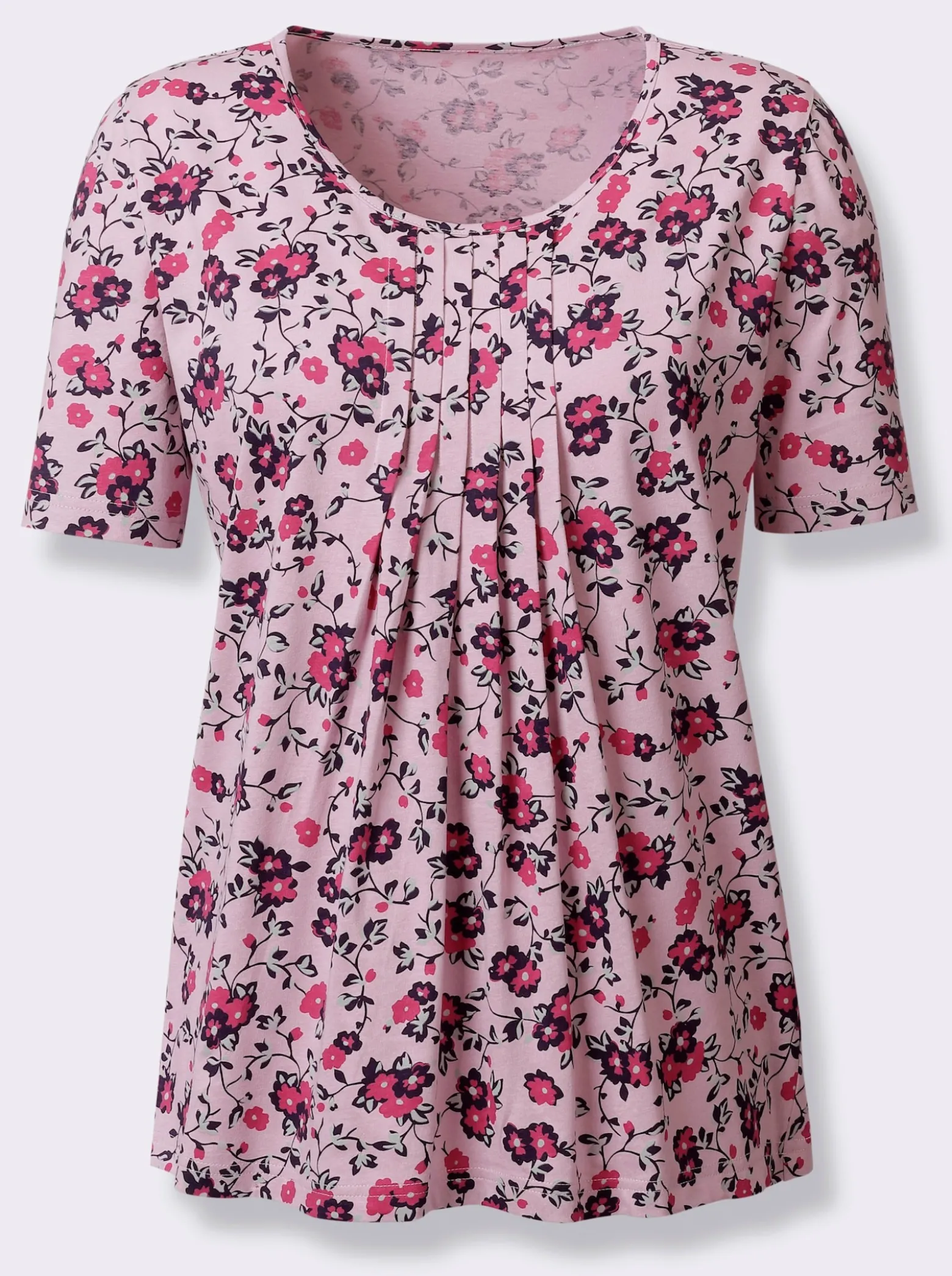 Kurzarmshirt mit Falten im Vorderteil