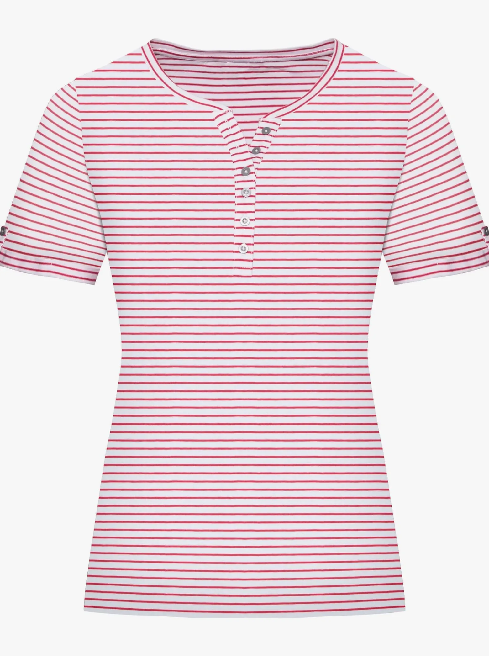 Kurzarmshirt mit fixiertem Ärmel-Aufschlag