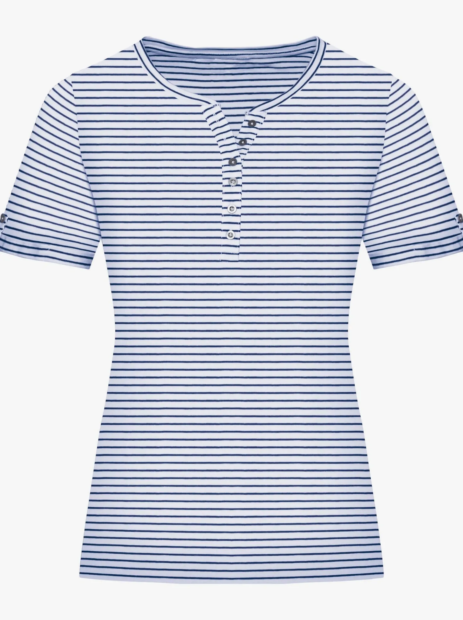 Kurzarmshirt mit fixiertem Ärmel-Aufschlag