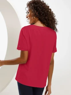 Kurzarmshirt mit fixiertem Ärmel-Aufschlag