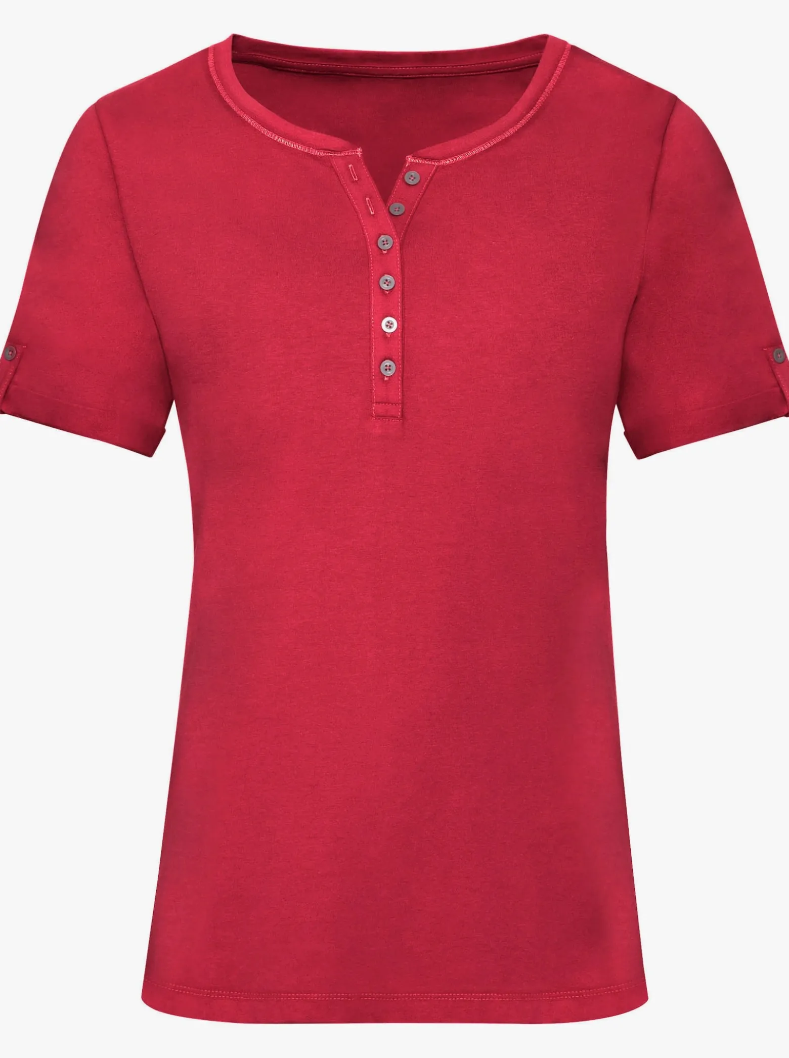 Kurzarmshirt mit fixiertem Ärmel-Aufschlag