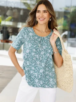Kurzarmshirt mit floralem Druck