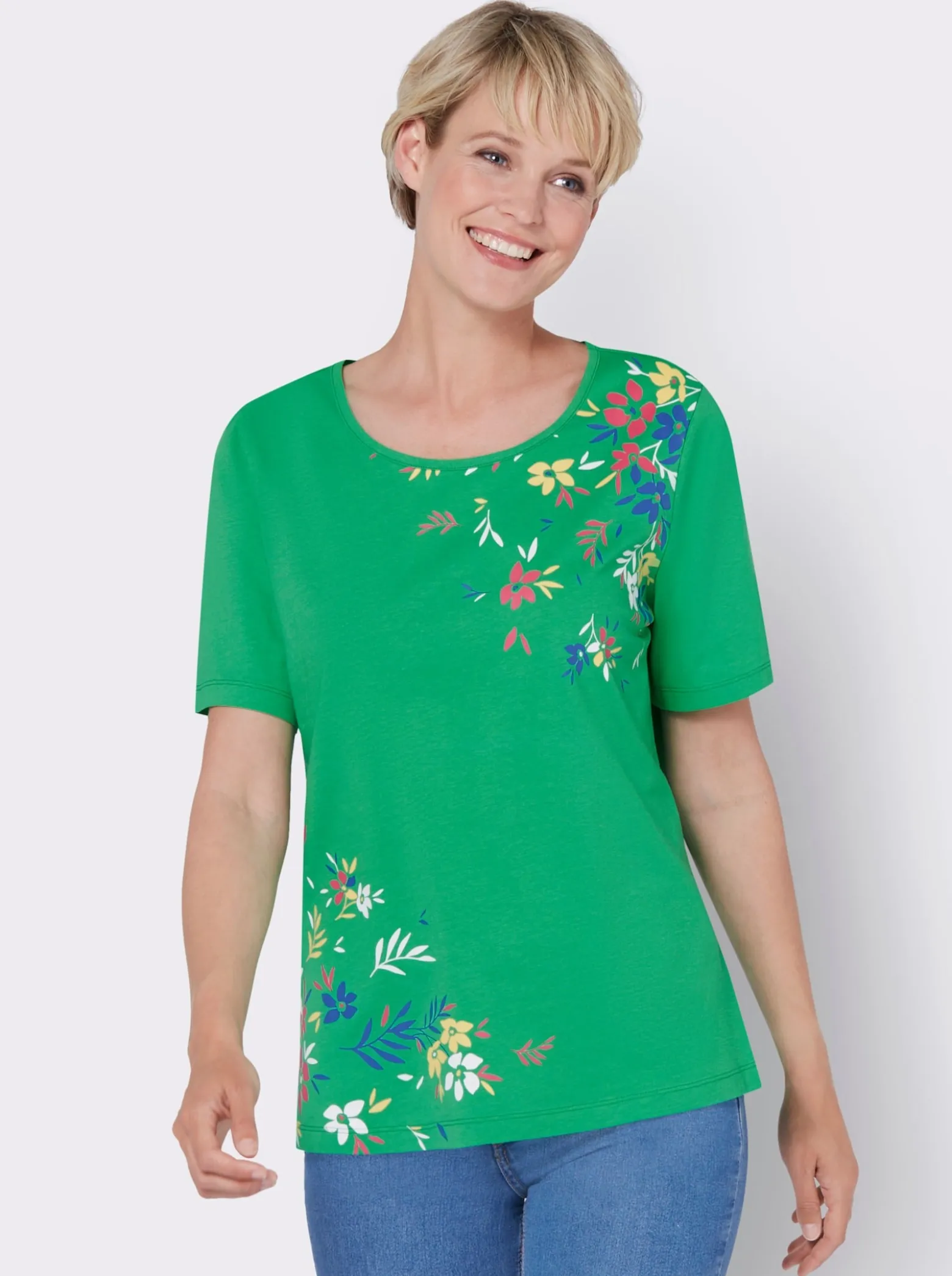 Kurzarmshirt mit floralem Druck