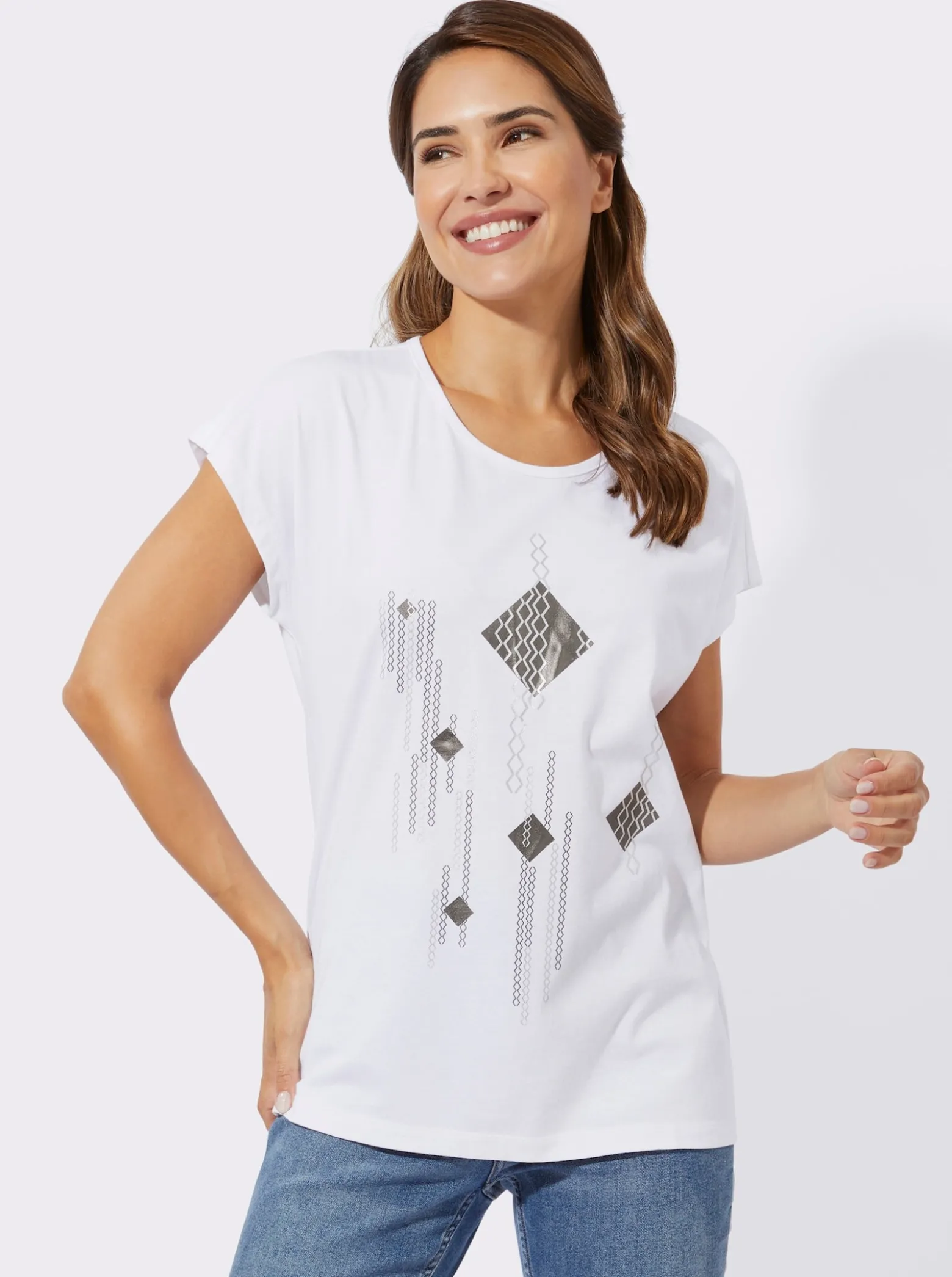 Kurzarmshirt mit Folien-Print