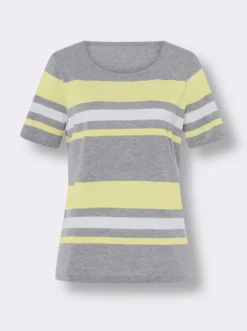 Kurzarmshirt mit garngefärbtem Streifen